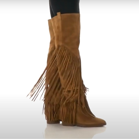 NWT ASH. Gipsy Boho Fringe Suede Leather Knee High Boots Women’s Sz 39 - Picture 4 of 14